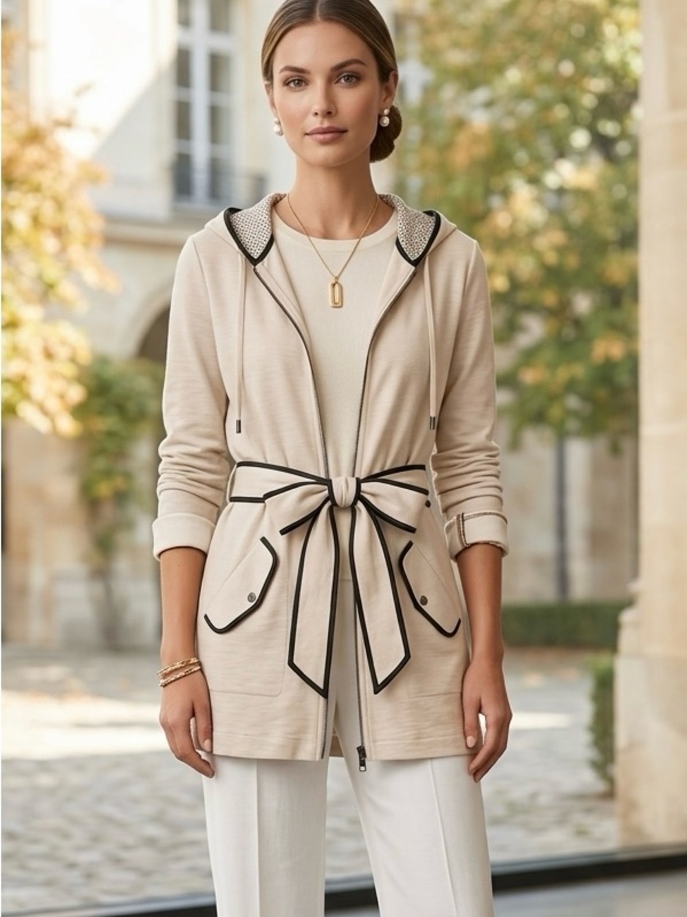 Anthropologie Saturday Sunday Knit Hooded Trench Cardigan Jacket S